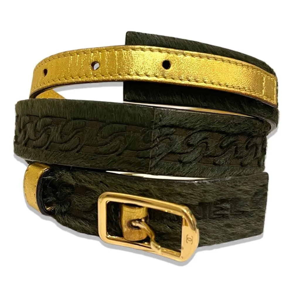 Chanel Buckle Belt Calf Hair and Leather |Size: 70|